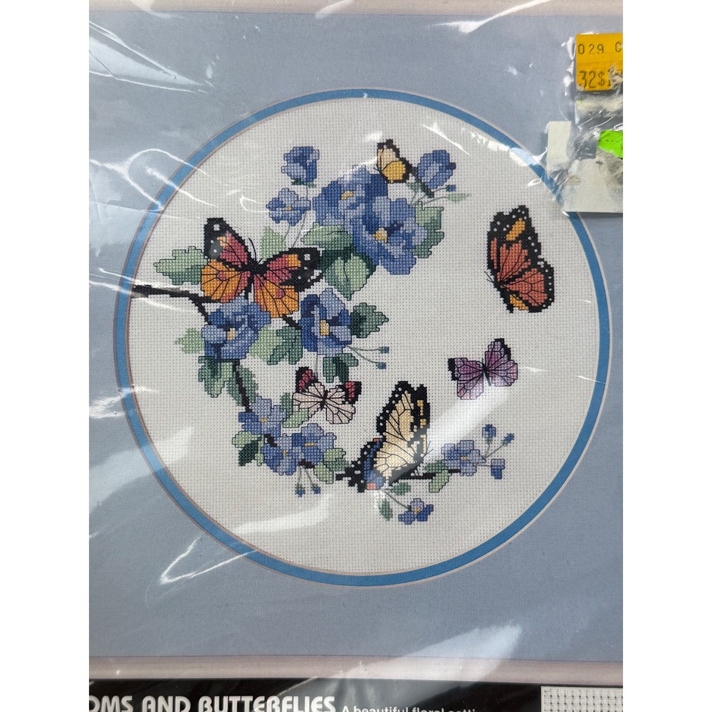 Vintage Dimensions Blossoms and Butterflies No Count Cross Stitch Kit 11" x 11"